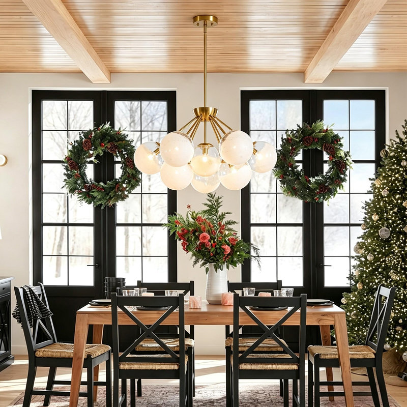 AstralGlow 10 - Light Dimmable Bubble Chandelier, Polised Brass