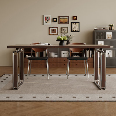 Table de salle à manger et bureau rectangulaire brun Mid-Century