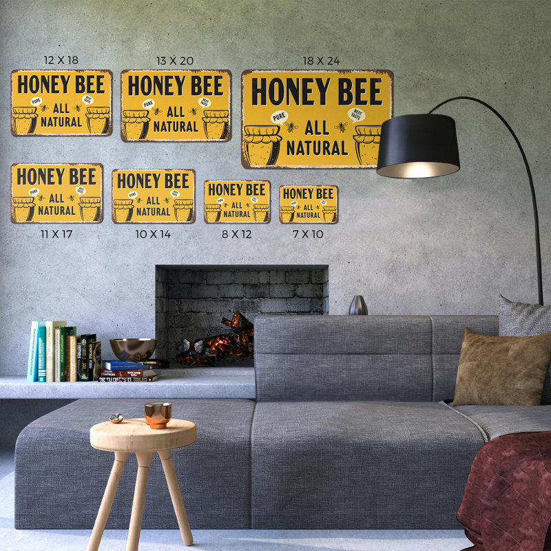 Plaque en aluminium 12 po x 18 po Honey Bee