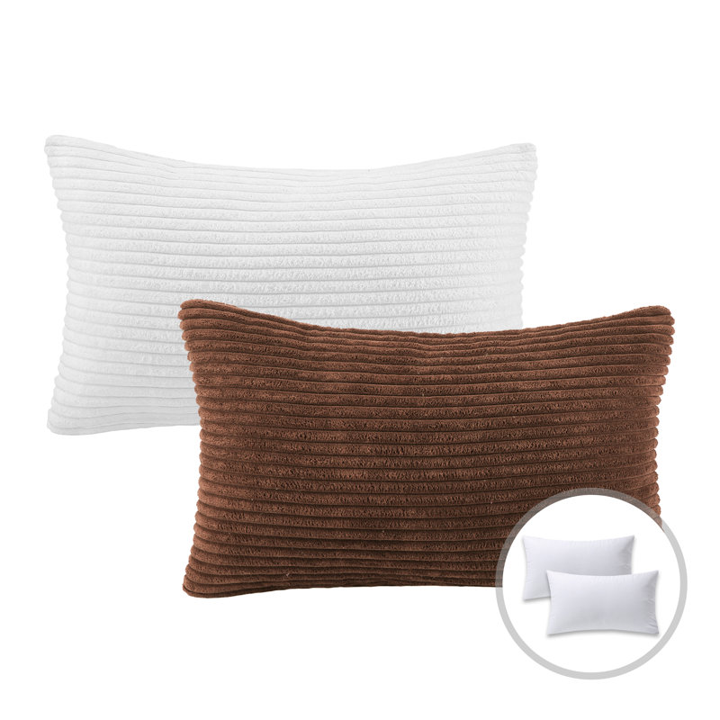 Throw Pillow Cover & Insert, White/Dark Coffee, 12''H x 20''W