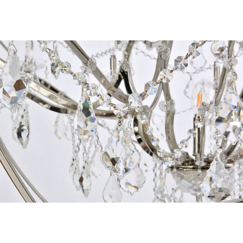 Svante 25 - Light Dimmable Globe Chandelier, Crystal (Clear), Polished Nickel