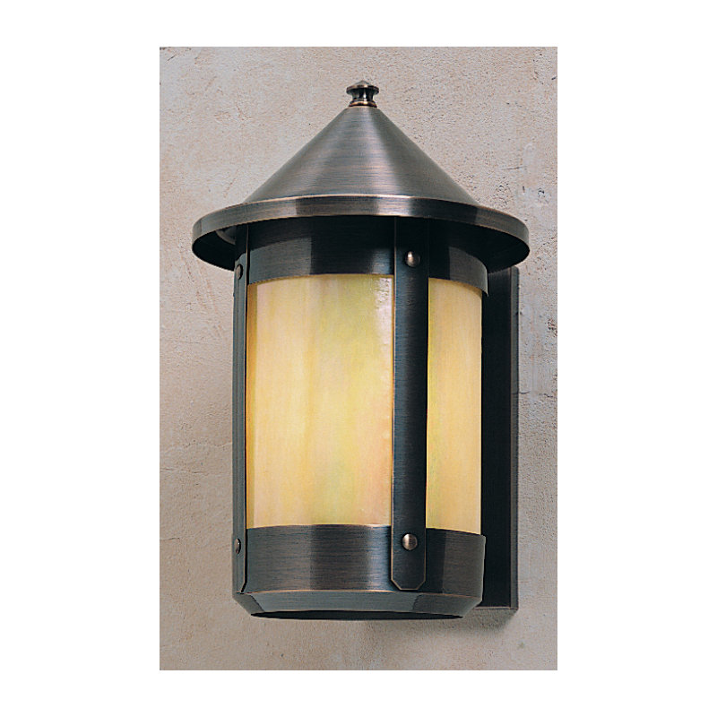 Berkeley Outdoor Wall Lantern, Antique Copper, 13.5" H x 7" W x 8.25" D, Gold White Iridescent