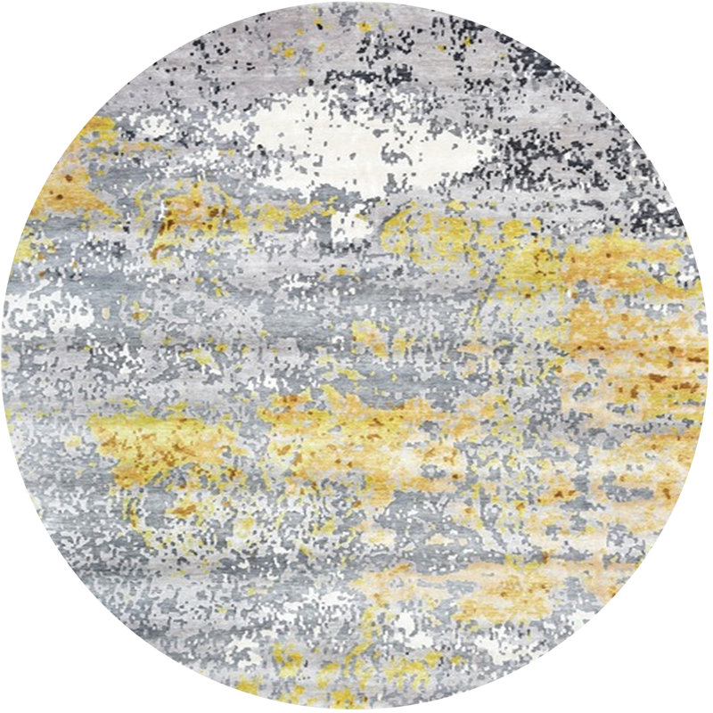 Tapis abstrait gris, Rond 5 pi