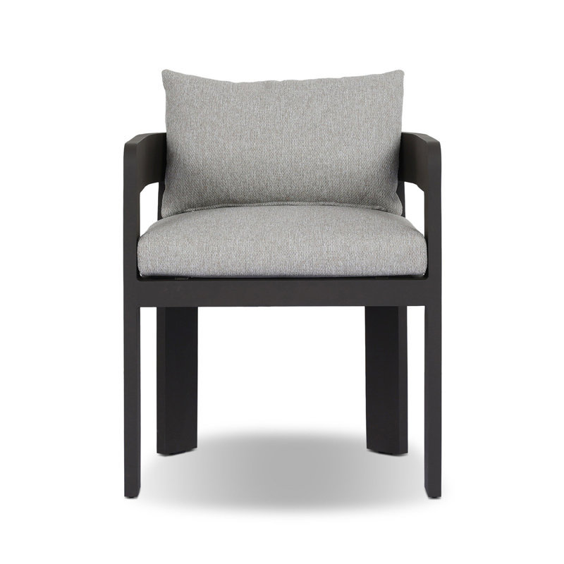 Chaise de patio avec coussin Fika, Concha brouillard / gris foncé