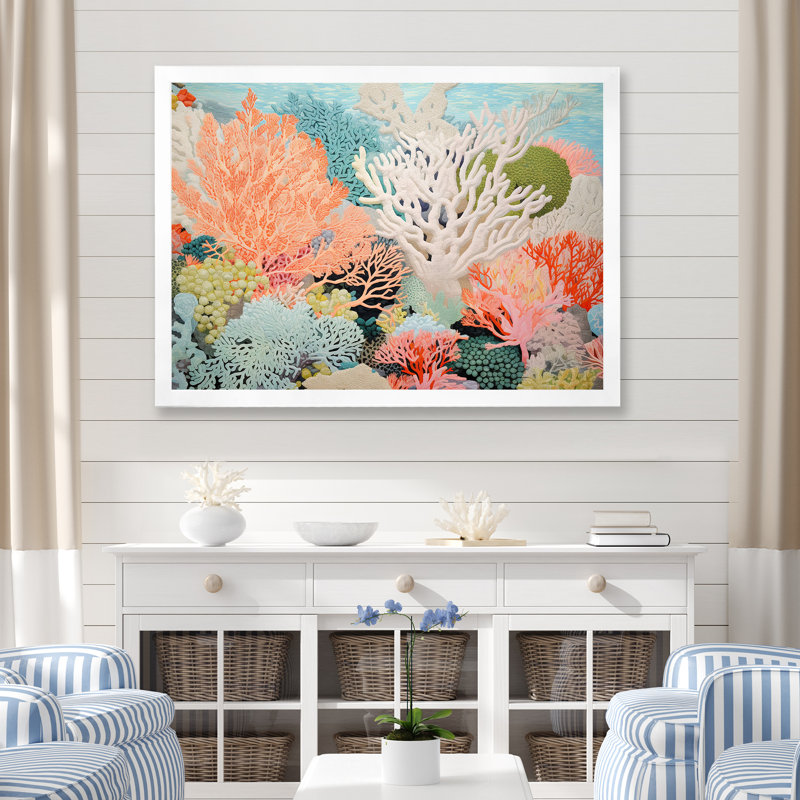 «Colorful Coral and Anemones Scenery I - Coastal Coral Under Water», reproduction d'art sur toile encadrée