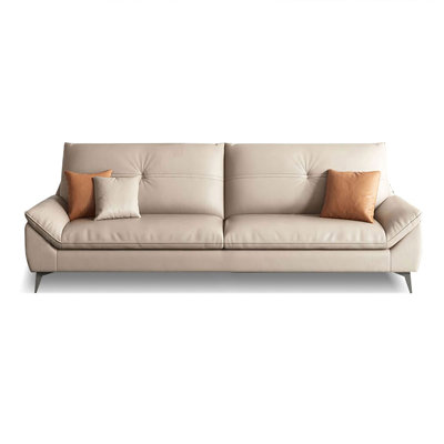 Gray Genuine Leather Standard Sofa cushion couch
