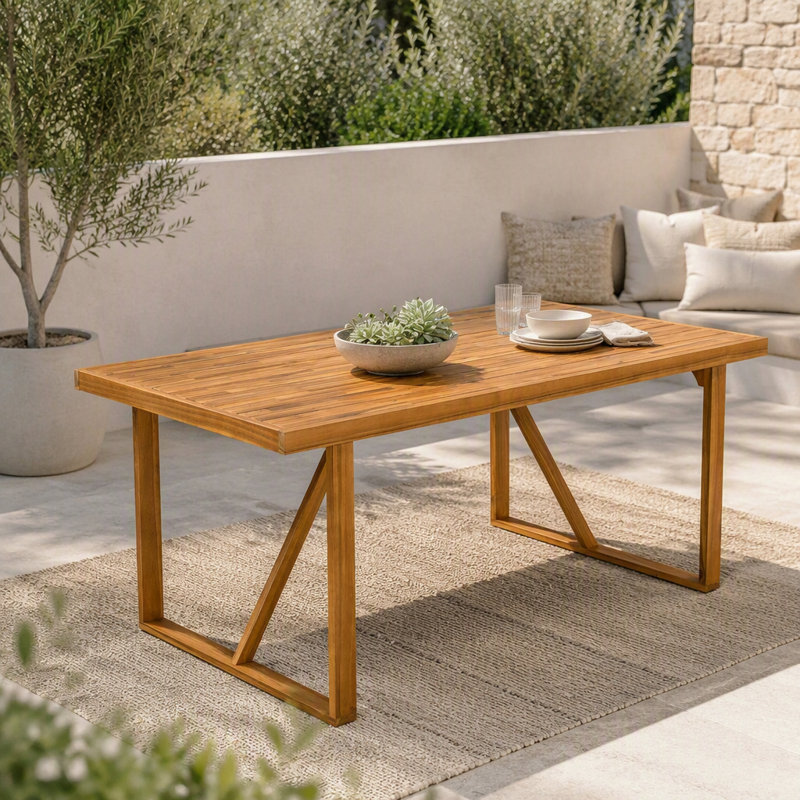 67" Acacia Wood Outdoor Dining Table