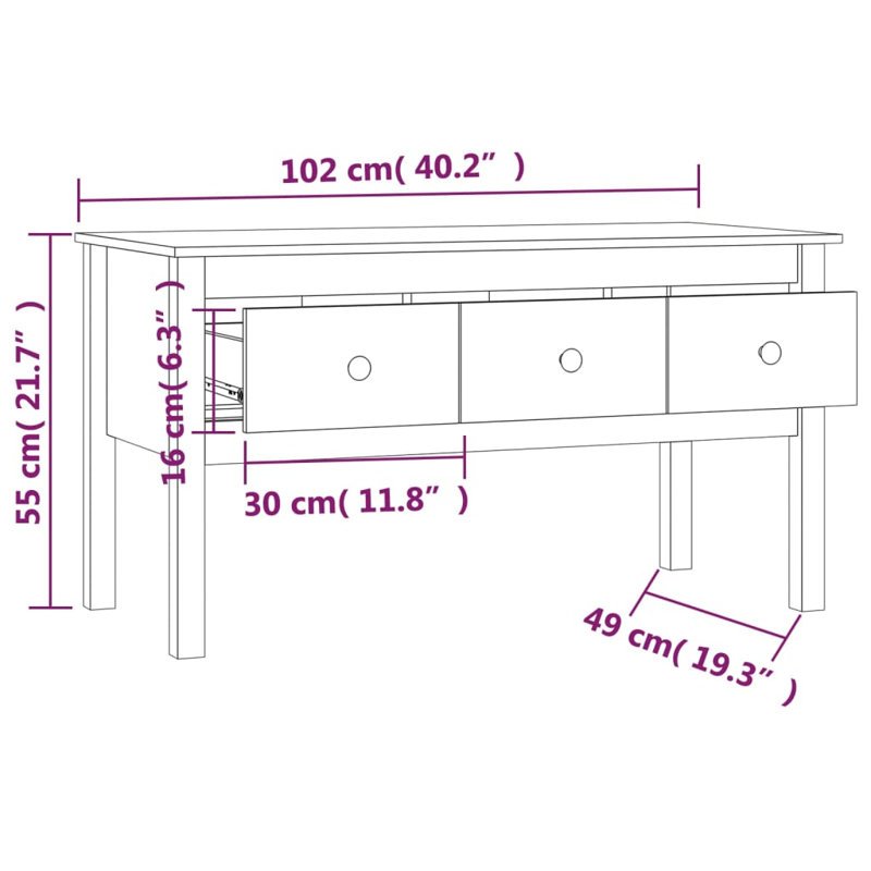 Kishea Solid Wood Coffee Table with Storage, Honey Brown