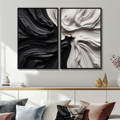 Black White Marbled Dreamscape IV - Black Canvas Wall Art