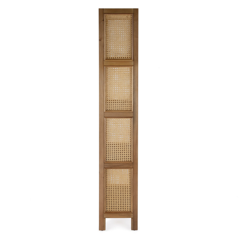 Mesa Cane and Solid Wood 4- Tier Etagere Bookcase