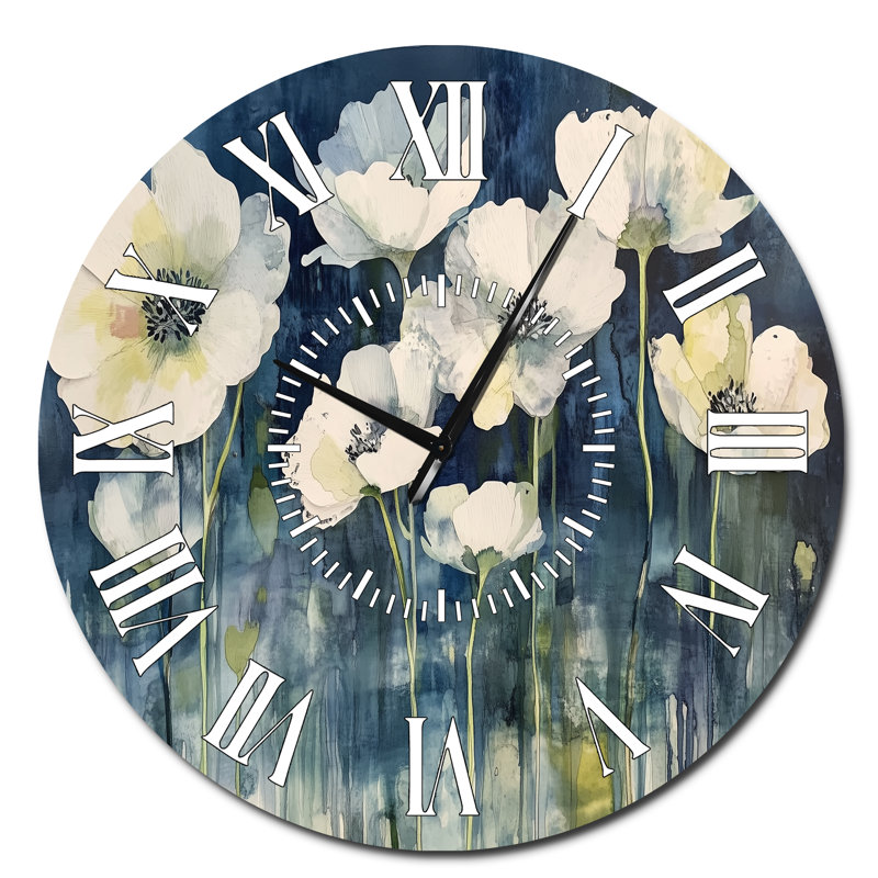Explosion printanière au jardin - Horloge murale silencieuse en métal à motif floral, Surdimensionné