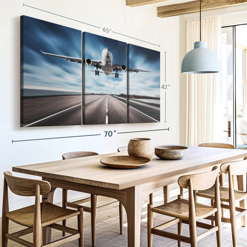 "Avion de piste" sur toile, H 42 po x l 65 po x P 1,25 po