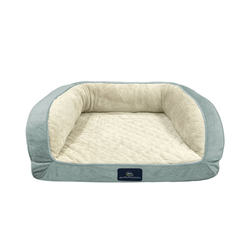 Lit orthopédique matelassé pour chat et chien Serta, bleu, moyen, Bleu, Medium (8" H x 28" W x 24" D)