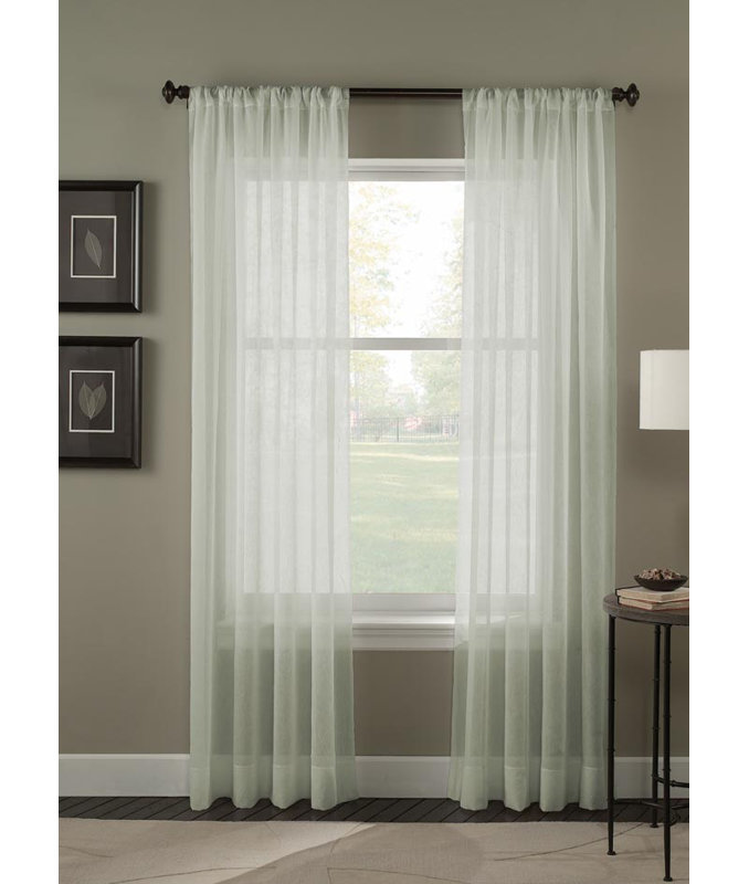Winter White 108" Sheer Polyester Rod Pocket Curtain Panel