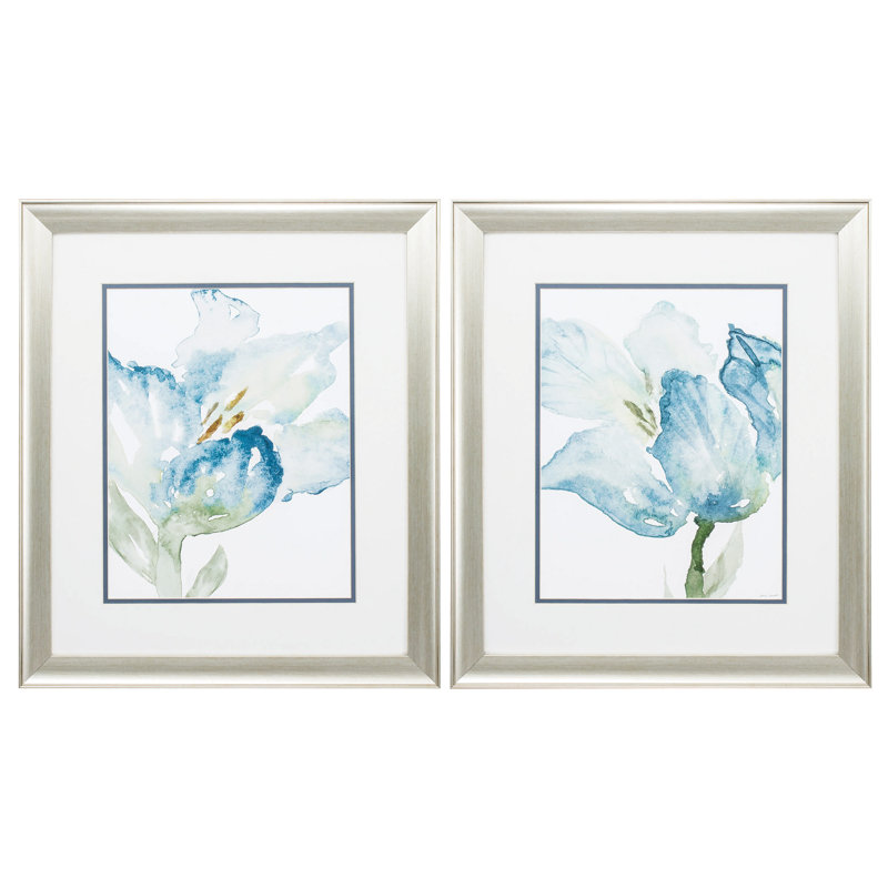 « Baby Blue tulipes », ensemble de 2 reproductions d’art encadrées sur papier