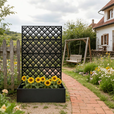 Lit de jardin surélevé en métal avec treillis
