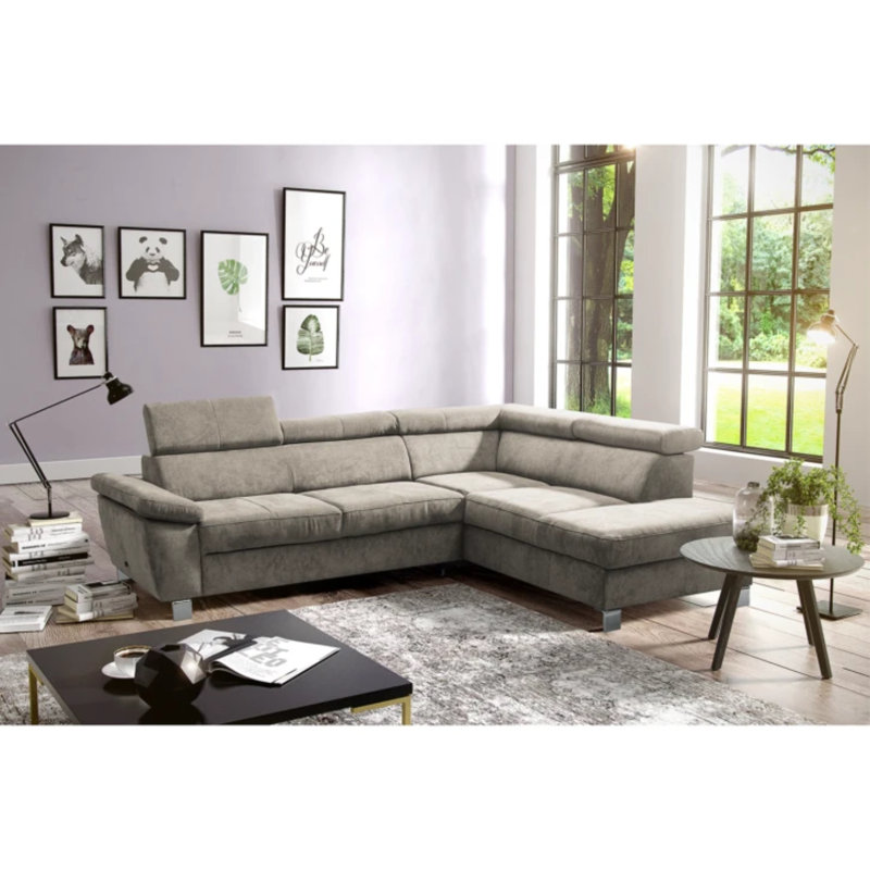 Lucy Upholstered Foldable Corner Sofa with Storage , Tan, Right Hand Facing