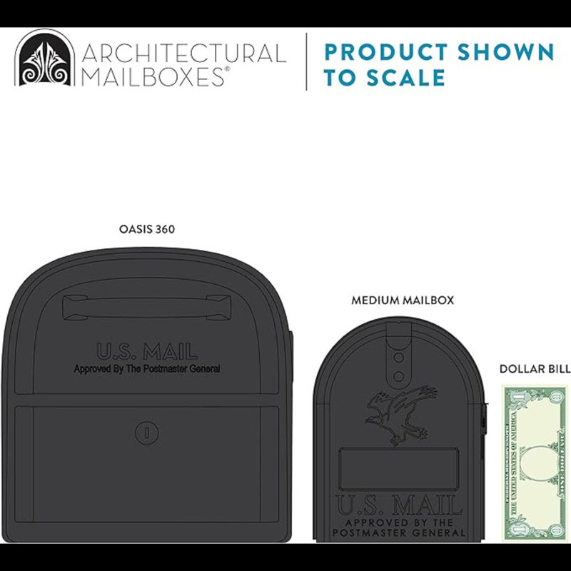 Large Black Steel Post Mount Locking Mailbox