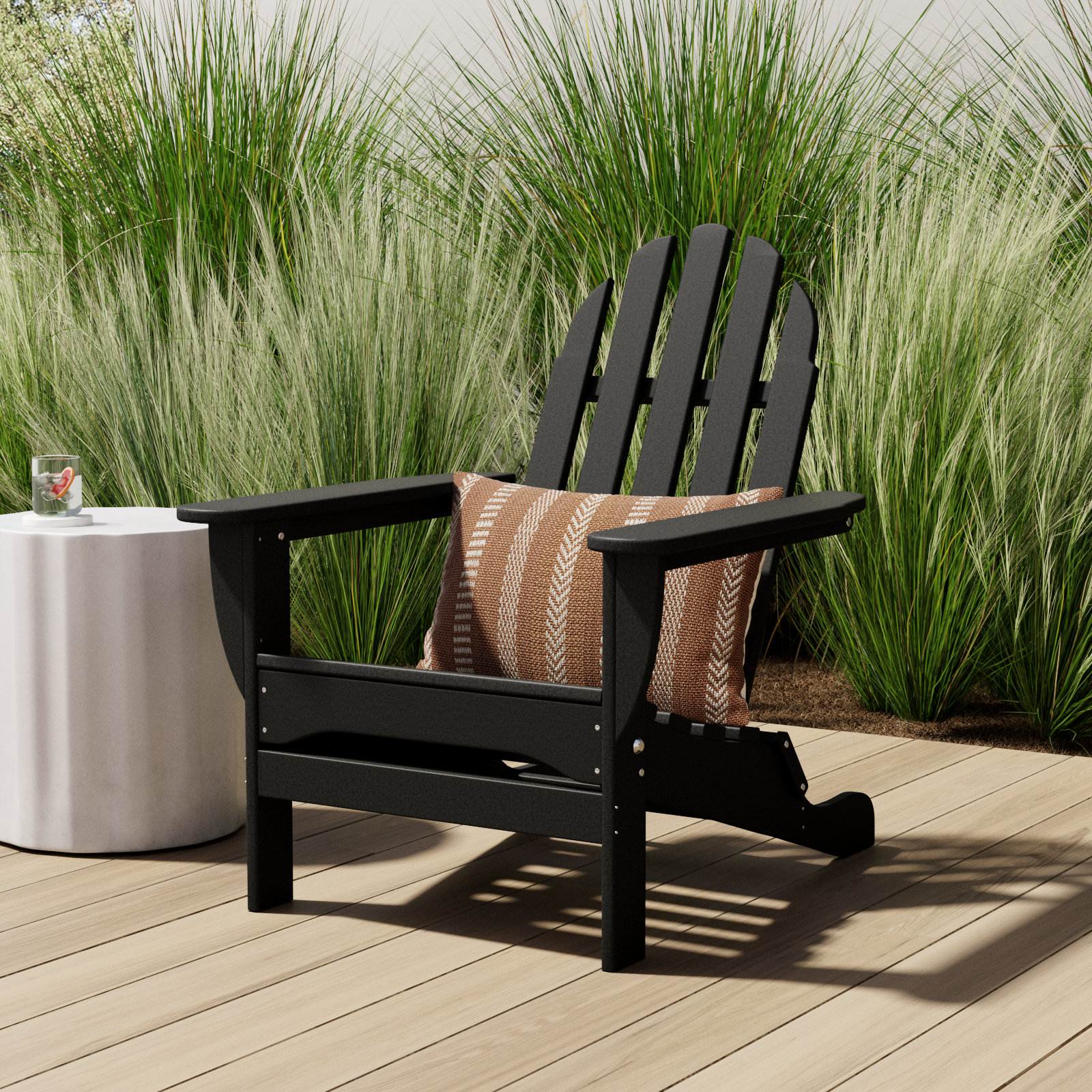 Leighton Foldable Adirondack Chair, Black