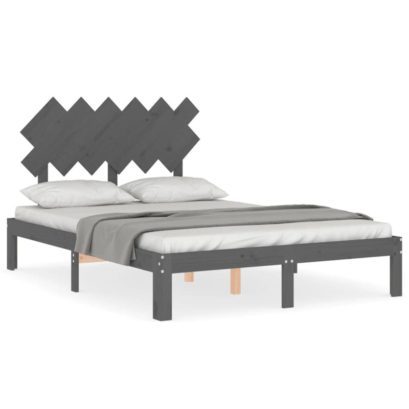 Bed Frame with Headboard, 200 x 200cm, Grey