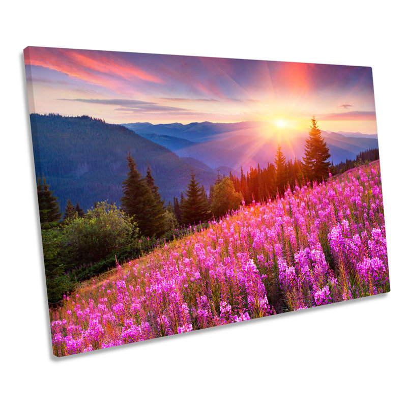 Summer Sunset Mountain Landscape - Wrapped Canvas Art Prints, 30.5cm H x 45.7cm W