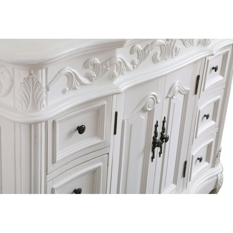 Northwich 42'' Single Bathroom Vanity with Marble Top, Antique White, Ivory White