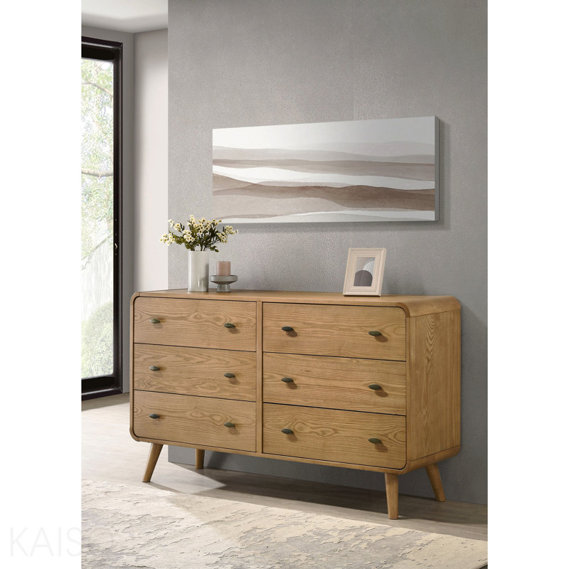 Light Ash 6-Drawer Bedroom Dresser, Light Ash