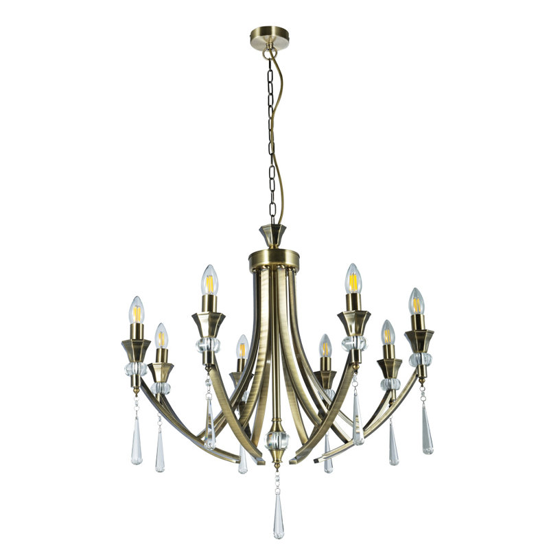 Eddings 8 - Light Candle Style Chandelier, Antique Brass