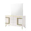 Ensemble pour très grand lit avec tête de lit à DEL, commode blanche, miroir, commode et table de chevet-19559102