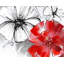 Ensemble de 4 napperons en polyester tressé - motif floral rouge et blanc