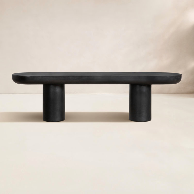 Ansel Stone Garden Bench, 18.5"H x 68.0"W x 18.5"D, Black