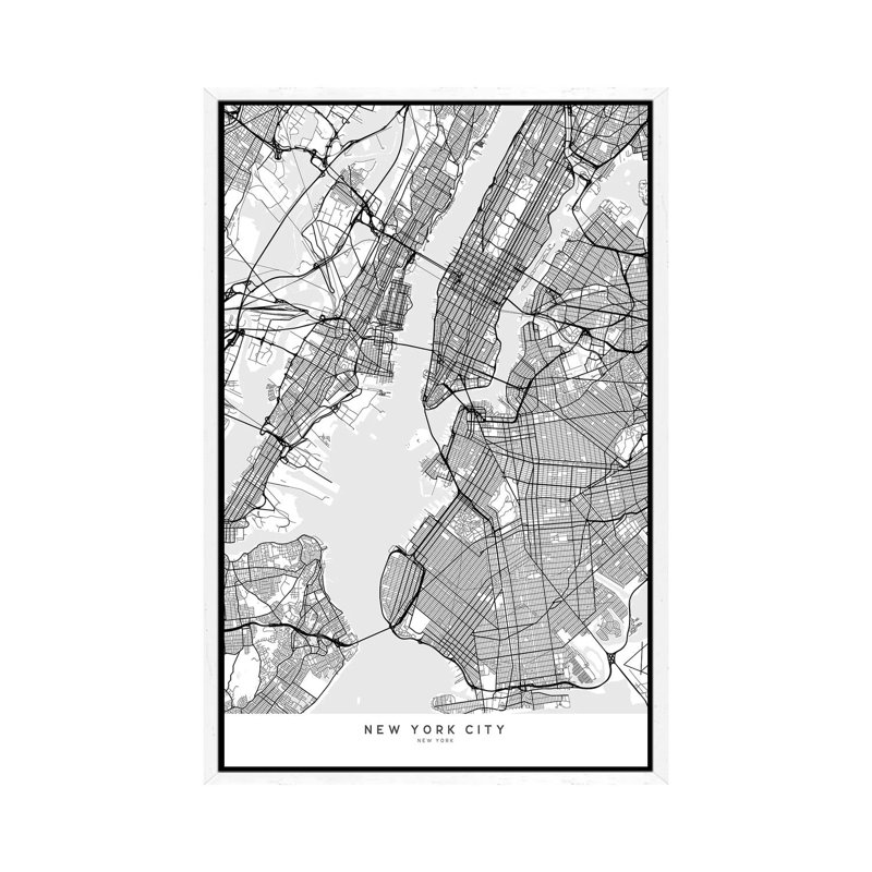 Scandinavian Style Map Of New York City by Blursbyai - Gallery-Wrapped Canvas Giclée on Canvas, 101.6 cm H x 66.04 cm W