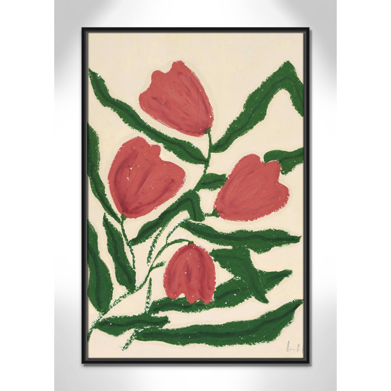 «Colette Red Tulips Print» par Camilla Bergqvist, H 37,5 po x l 25,5 po, Noir