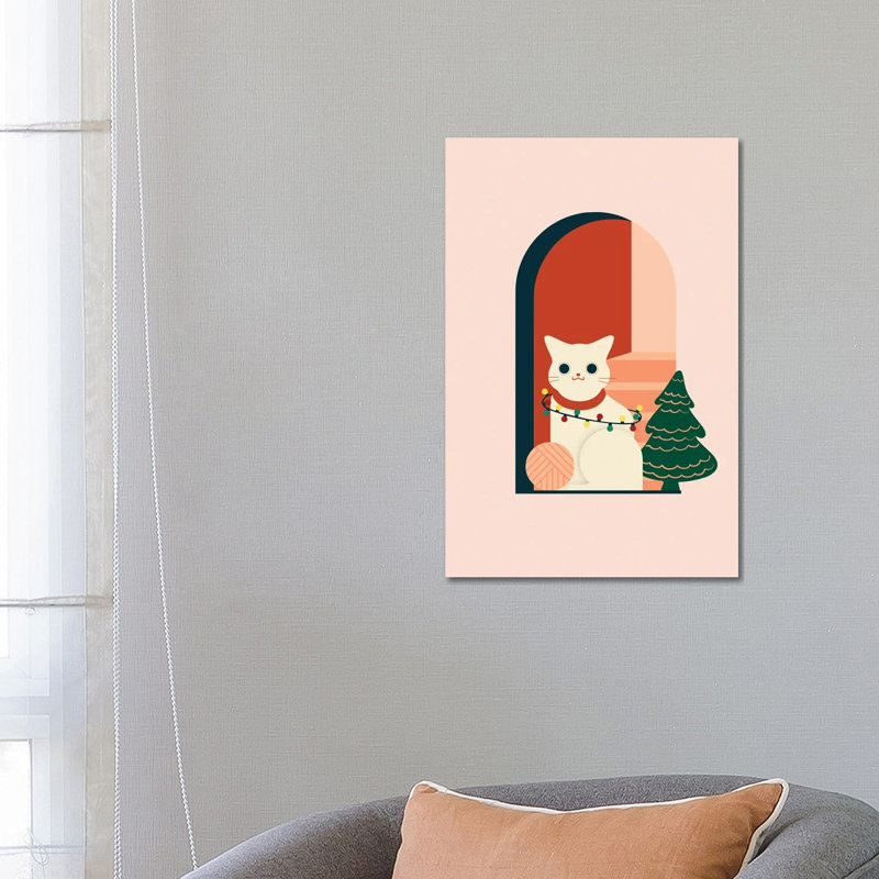Christmas Cat - Print on Canvas, Wrapped Canvas, 66.04 cm H x 45.72 cm W x 1.91 cm D