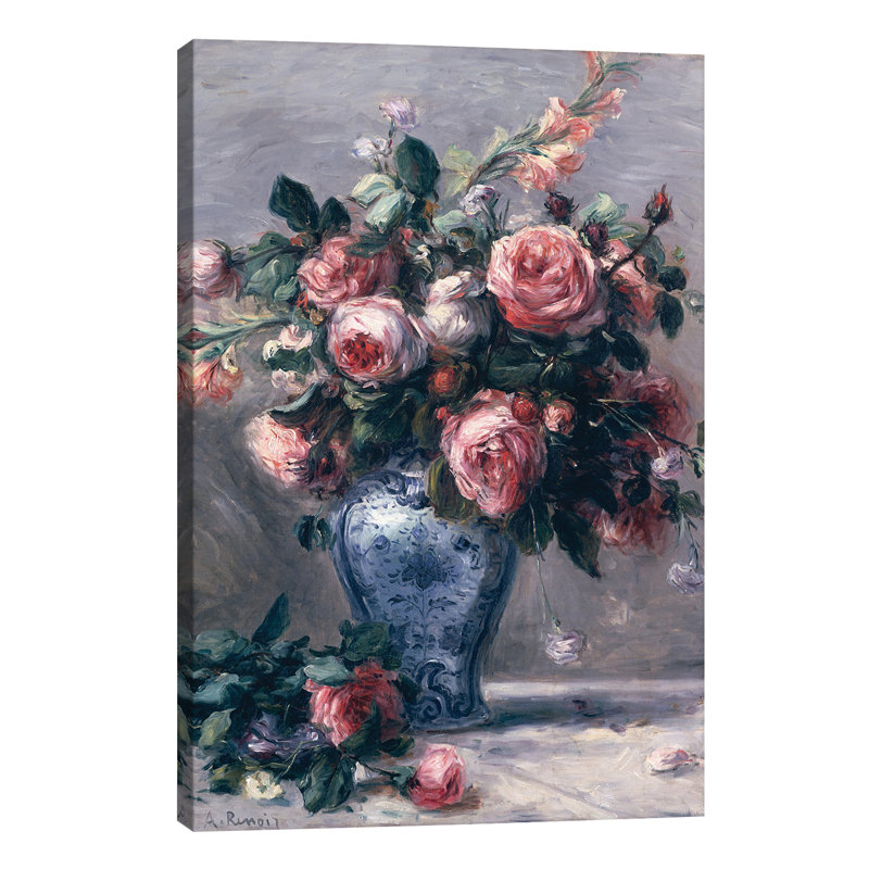 Vase Of Roses by Pierre-Auguste Renoir - Gallery-Wrapped Canvas Giclee on Canvas, 20.32 cm H x 30.48 cm W, No Frame
