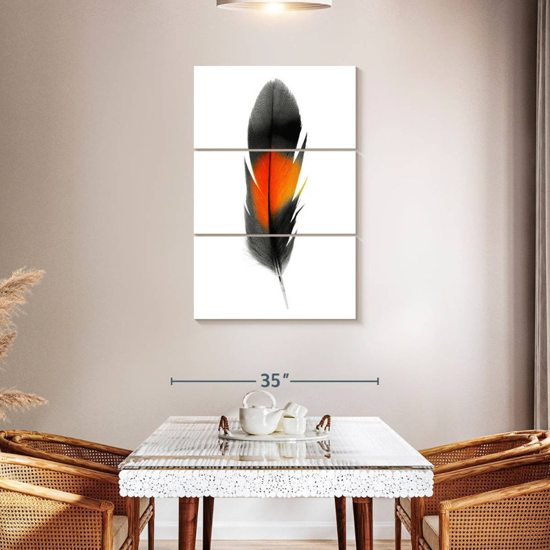 Kerner Black And Orange Feather, 57" H x 36" W