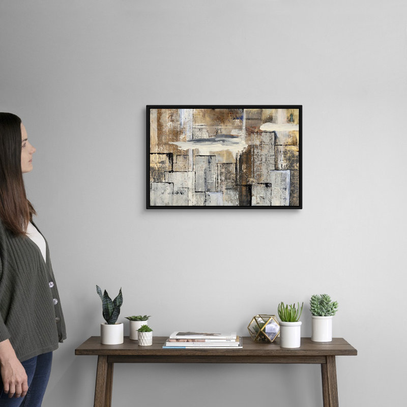«City Workings II» par Tyson Estes, impression sur toile, Cadre flottant noir, H 18 po x l 26 po x P 1,75 po