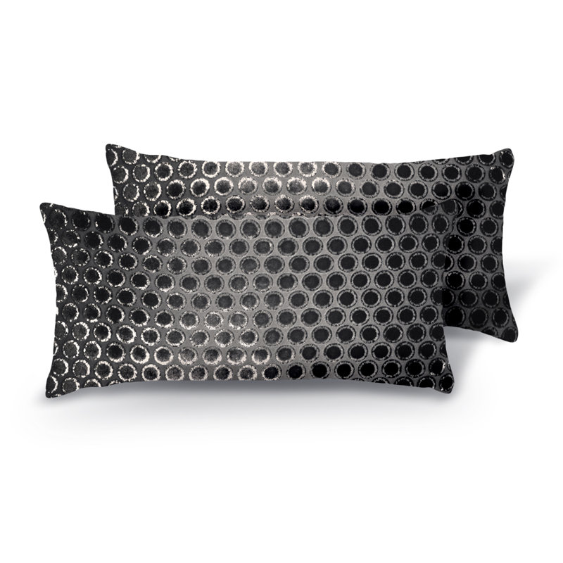 Dots Rectangle Velvet Pillow Cover & Insert, Blush, 7" x 15"