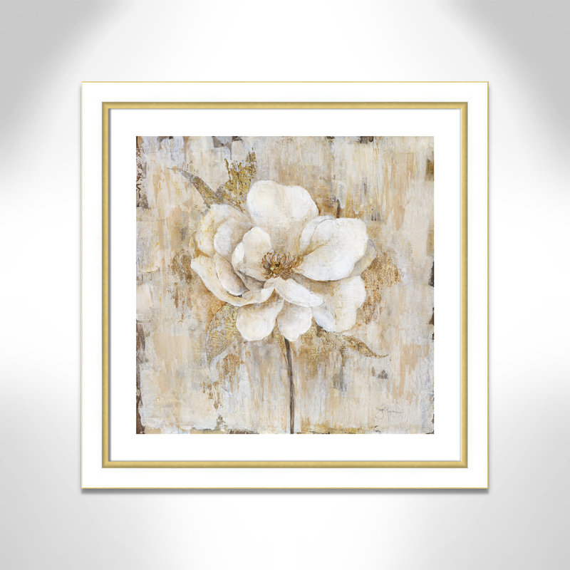 Venetian Gold Botanical II - peinture encadrée, H 29,75 po x l 29,75 po x P 1,13 po, Cadre blanc et or