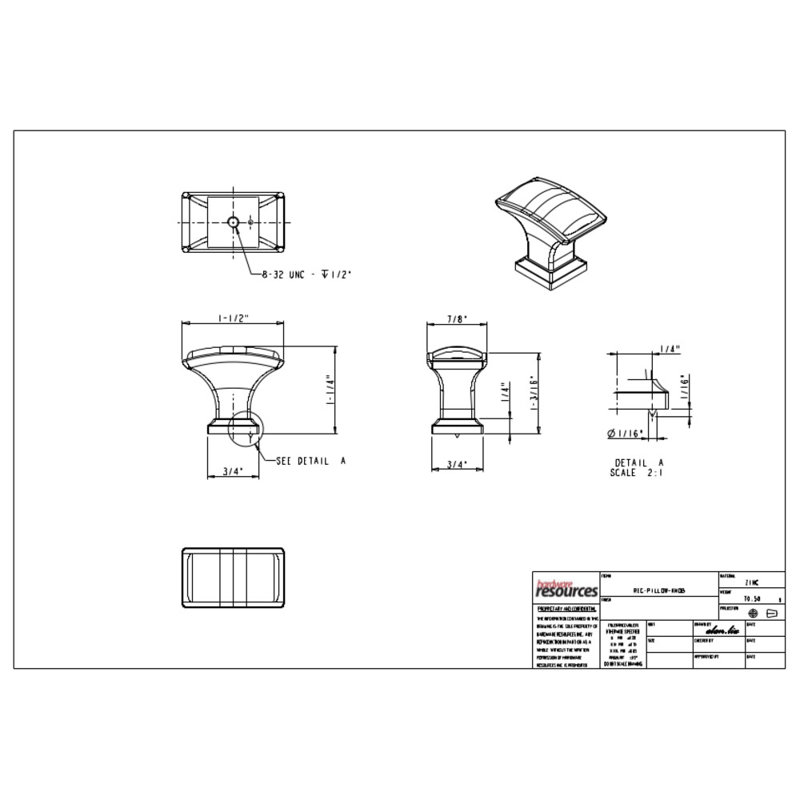 Annadale Square Knob, Satin Nickel, 1 1/4"