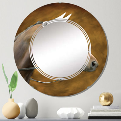 Portrait d'une maison brune - Miroir mural traditionnel rond