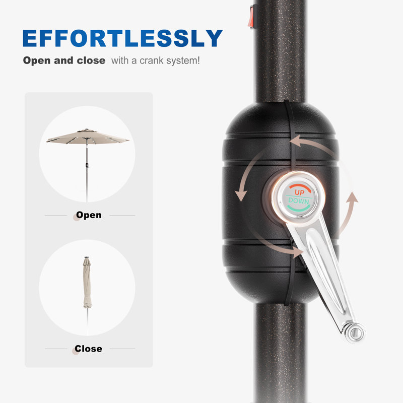 Parasol de marché éclairé 108 po Dor, Beige