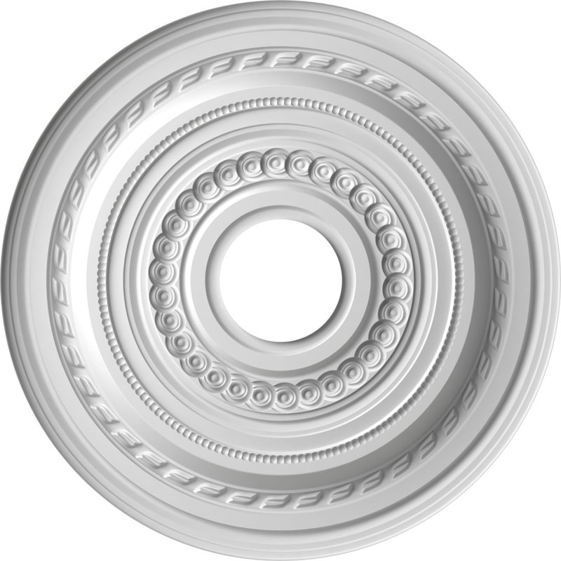 Médaillon Cole en PVC thermoformé pour plafond, H 16 po x l 16 po x P 1 po, Beige fumé satiné UltraCover