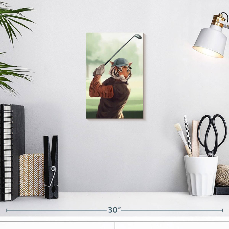 Ketti Tiger Playing Golf, 12" H x 8" W
