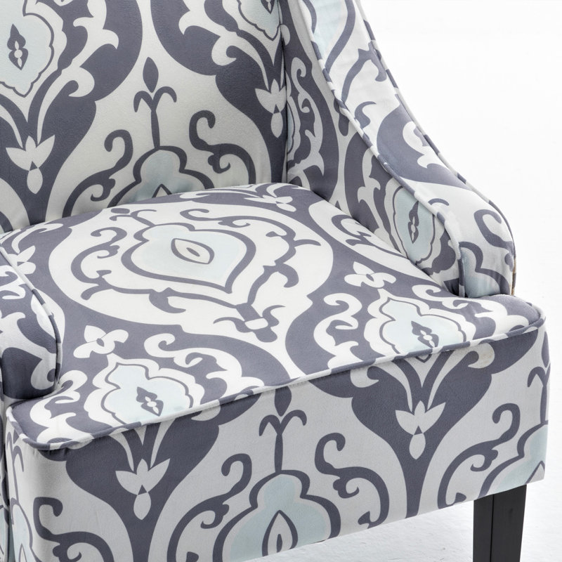 Chaise d'appoint rembourrée polyvalente, structure en bois massif, tissu en polyester, blanc et gris, H 34 po
