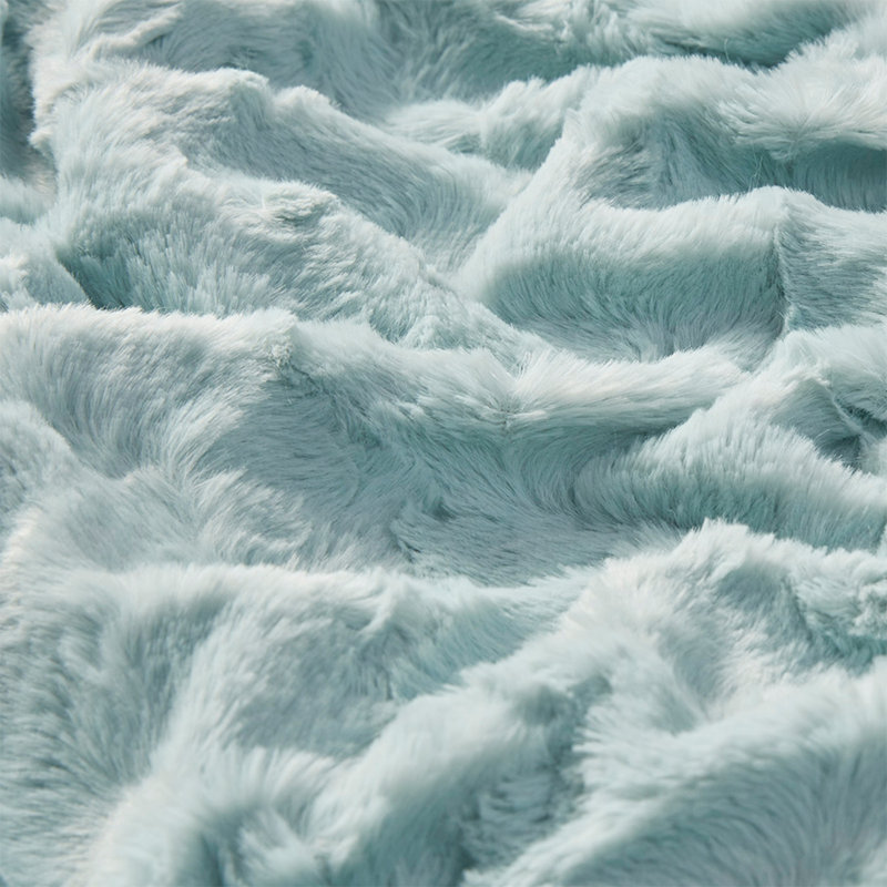 Oversized Faux Fur Throw, Aqua