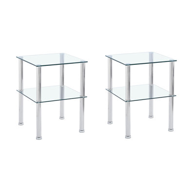 Table d'appoint 2 pièces transparente