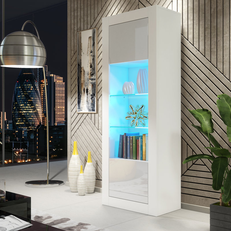 Aquetzalli Display Cabinet, White/White