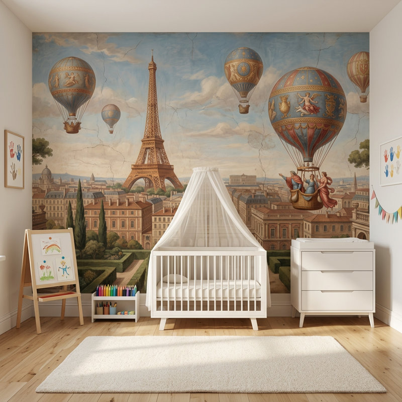 Décoration murale amovible Eiffel, Texturé non collé, 100 po x 96 po