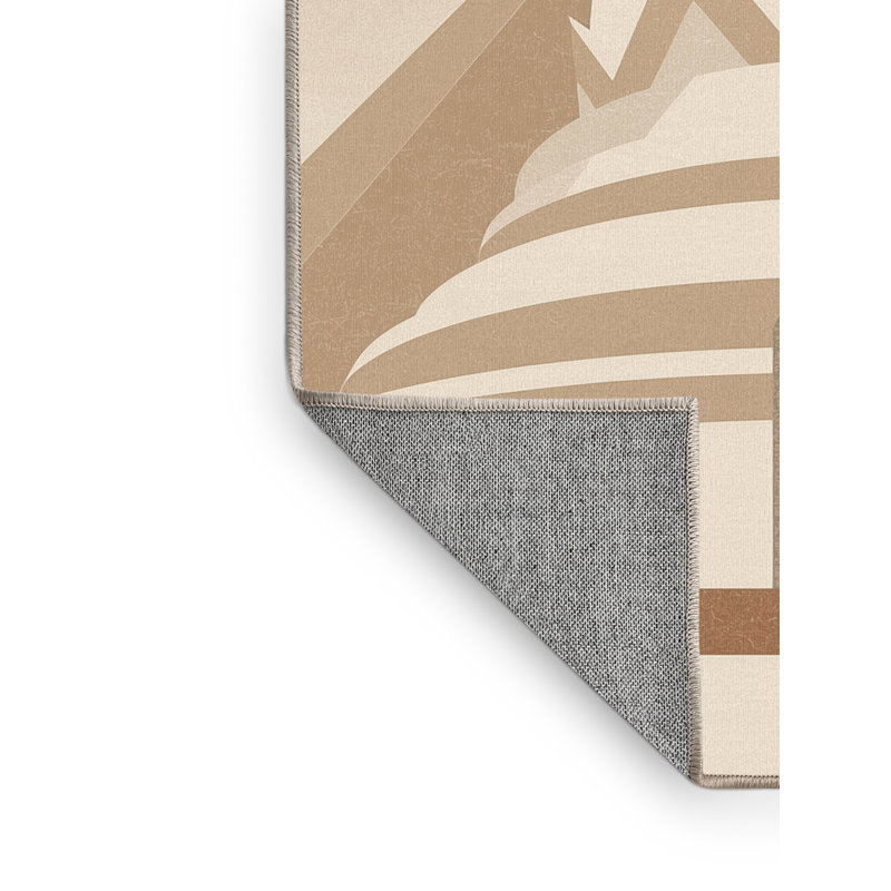 Machine Washable Bartow Minimalist Geometric Rug in Beige – Beige Binding, 8x10